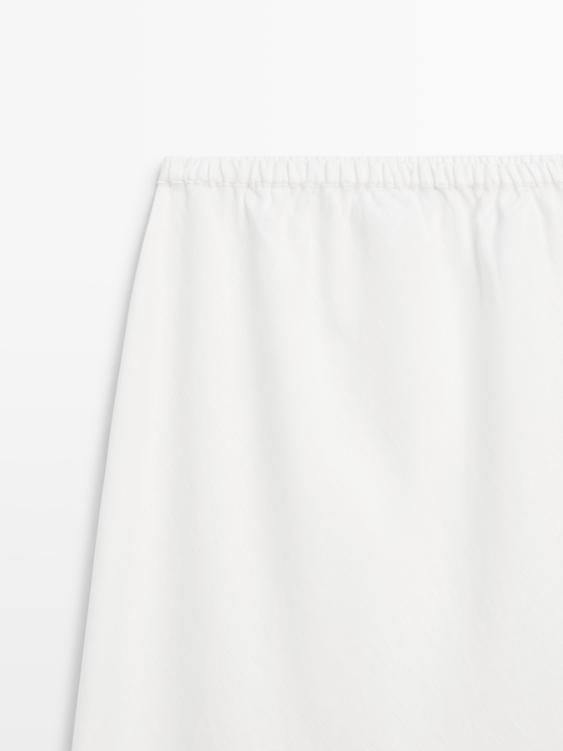 100% linen midi skirt with elasticated waistband